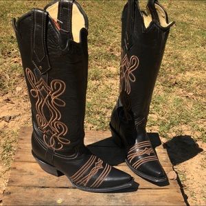 Corral Black Embroidery Tall Top Boot